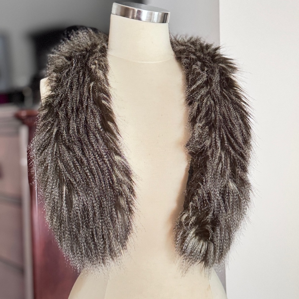 INC International Concepts Faux Fur Vest in Brown and Gray